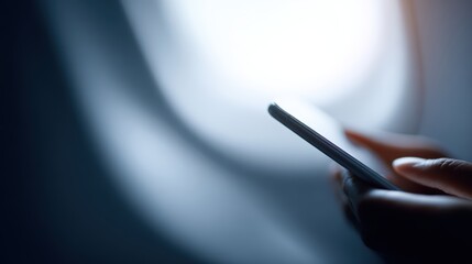 in-flight safety concept, passenger turning off mobile phone or using airplane mode onboard aircraft