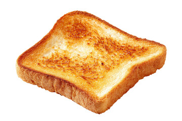 Golden brown toasted bread slice isolated on transparent background. Single golden-brown toasted bread slice isolated on white background.