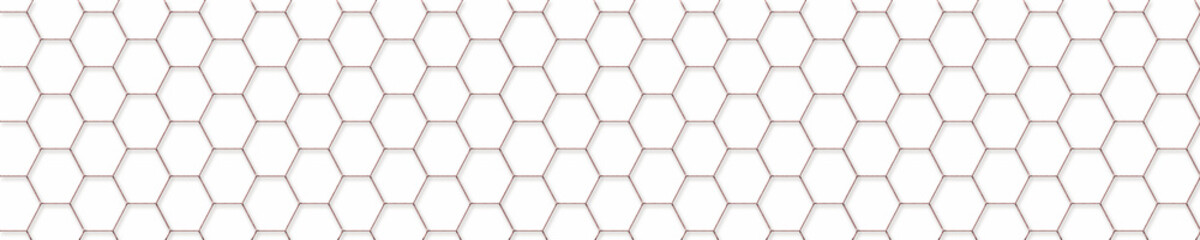 Obraz premium Rose Gold Metallic Hexagon Border isolated on solid background.