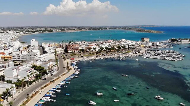 Aerial View of Porto Cesareo, Famous Seaside Resort in Lecce Province, Puglia, Italy