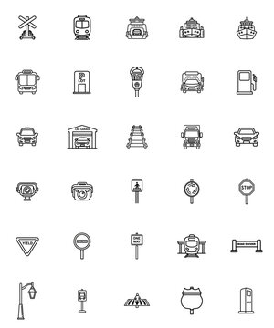 Minimalist transportation icons set