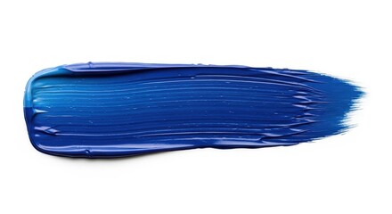 Blue oil paint stroke with thick texture isolated on white background