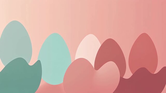 Abstract Easter Eggs and Wavy Shapes in Pastel Colors.