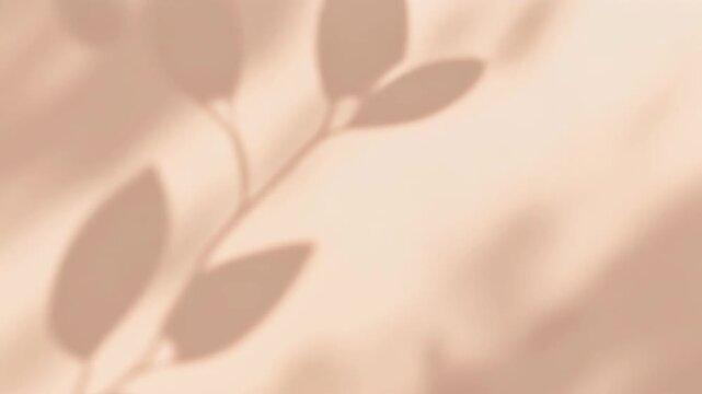 Abstract background with shadows of leaves on a beige wall creating a natural and calming atmosphere.