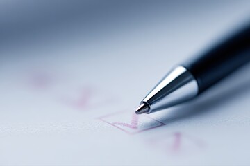 Close up pen marking checklist for business audit and approval