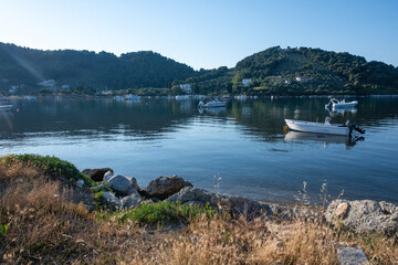 The coastal street of Skiathos Town, Sporades, Thessaly, Greece