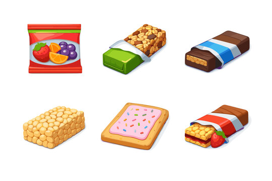 Assortment of sweet snacks and energy bars, perfect for quick bites