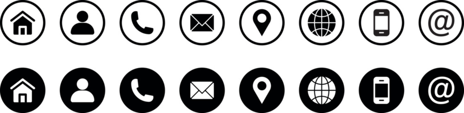 Contact icon set for brand identity