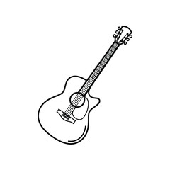 Fototapeta premium A simple line drawing of an acoustic guitar with visible strings and tuning pegs