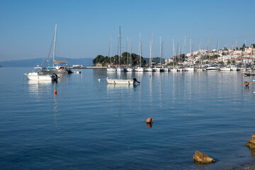 Obraz premium The coastal street of Skiathos Town, Sporades, Thessaly, Greece