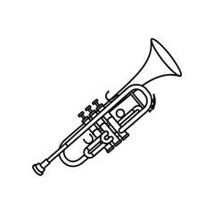 A classic trumpet instrument depicted in a simple black and white line drawing. © MD RIYAUL ISLAM