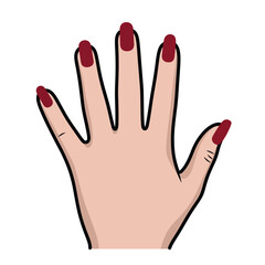 Obraz premium Illustration of a hand with red-painted fingernails viewed from the front against a plain background
