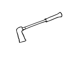 Heavy black silhouette of a robust sledgehammer, ideal for construction, demolition, and powerful impact concepts on a clean white background