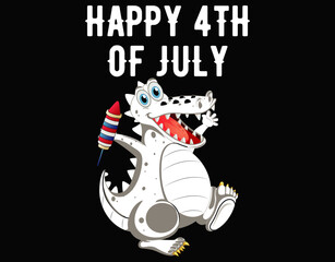 Kids Happy 4th Of July Boys Toddler Trex Dinosaur American Dino - printable editable vector art file. © MDMILON