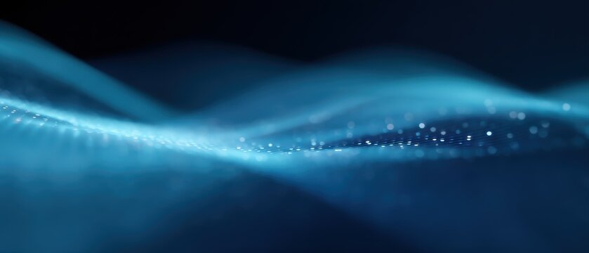 Abstract futuristic blue data wave background, AI technology and digital innovation