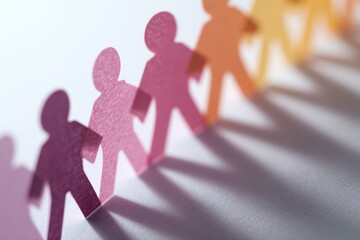 Paper people silhouettes held in hands, diversity inclusion and equality concept