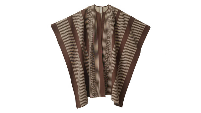 Brown and Beige Kaftan with Striped Pattern isolated on a transparent background