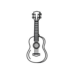 Naklejka premium Simple line drawing of an acoustic guitar with six tuning pegs