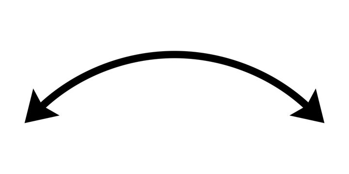 Black curved double arrow directional arc symbol