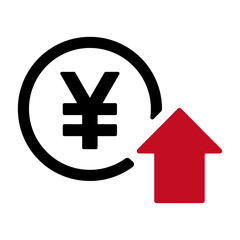 Obraz premium 円マークと上昇の矢印 収入増加を表すアイコン