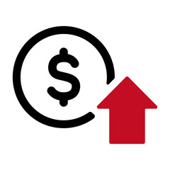 ドルマークと上昇の矢印　投資成果を表すアイコン