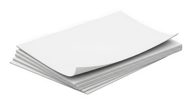 Stack of white papers isolated on transparent background