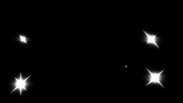 twinkling magic line twinkle stars starlight, Captured in stunning 4K for meditative, celestial, or outer space themes, Starry night, 2D shining twinkle effect on black screen background. 4k video