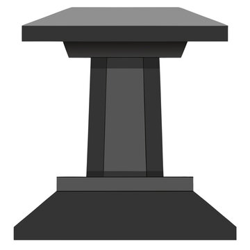 A black pedestal with a square top and base