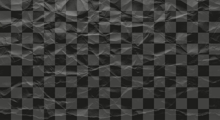 Fototapeta premium Crumpled Paper Checkerboard grid overlay texture distressed grunge seamless pattern dark monochromatic black and gray