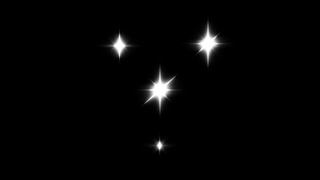 Star twinkling animation, single star glitter, glowing shinning twinkle stars, sparkle, Starry night, twinkle animation traparent, retro sparkle particle movement on black screen background. 4k video