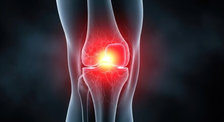 Knee joint pain and inflammation medical illustration