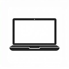 Modern black laptop open on white background for business and technology concept
