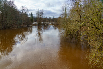 flooded river in spring