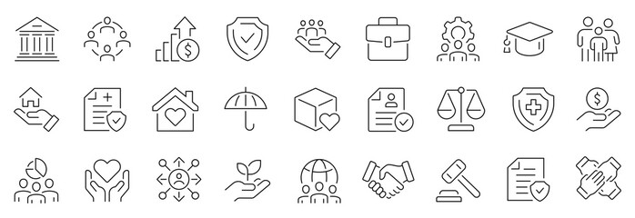 Plakat Social policy thin line icons set. Editable stroke. Vector