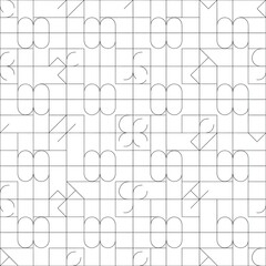 Intricate geometric patterns with a variety of shapes and lines forming a complex design.