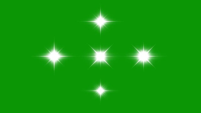 sparkling stars Shine animation, twinkle stars at sky, Captured in stunning 4K for meditative, celestial, or outer space themes, retro sparkle particle movement on green screen background. 4k video
