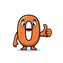 Obraz premium Cartoon sweet potato character giving a thumbs up gesture.