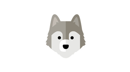 Simplified, stylized illustration of a wolf's head in shades of gray and white on a blank background