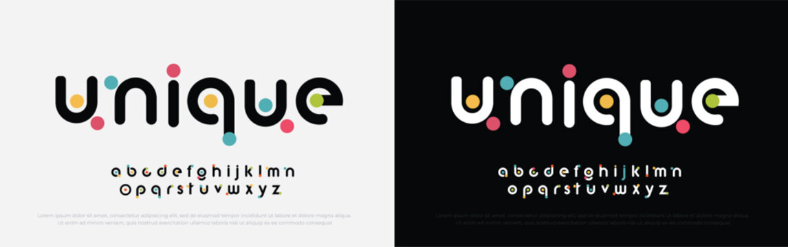 Future font creative modern alphabet fonts. Typography colorful bold witn color dot regular. vector illustrator

