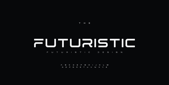 Futuristic style alphabet. Thin segment line font, minimalist type for modern futuristic logo, elegant monogram, digital device and hud graphic. Minimal style letters, vector typography design.
