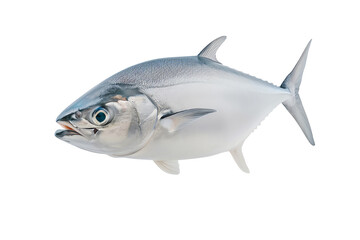 Fototapeta premium Silver fish with detailed features isolated on a white background.