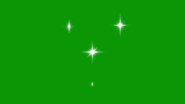 Shining stars and sparkle twinkle light, twinkle magic star dust animation, white cartoon blinking stars, flat vector doodle sparkle, Twinkling star motion graphics with green screen background. 4k