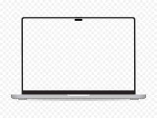 Modern Laptop Mockup Front View with Blank Screen &ndash; Realistic Notebook Device Isolated on Transparent Background for UI UX App and Website Presentation Vector Illustration