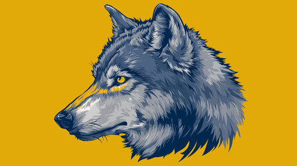 A detailed headshot portrait of a wolf in shades of gray, black, and yellow