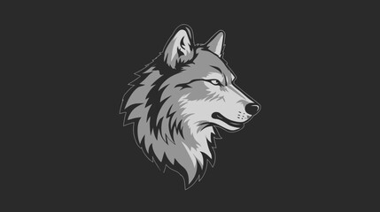 A stylized gray wolf profile set against a dark background. The art has a sharp, graphic feel