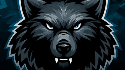 A close-up digital illustration of a wolf's fierce face, with glowing blue eyes, and snarling teeth