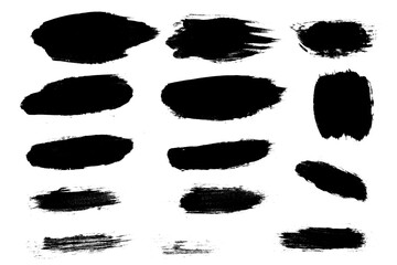 Mega bundle of different ink brush strokes:rectangle,square and round freehand drawings.Ink splatters,grungy painted lines,artistic design elements:waves,circles,triangles.Vector paintbrush set.