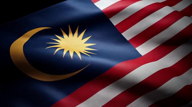 malaysian flag waving in the wind. flag of malaysia