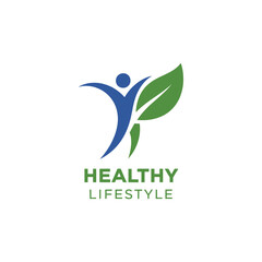 Healthy Lifestyles Illustrated with Green Leaves and Human Figures in Various Poses