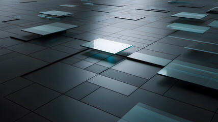 Abstract background with blue geometric cubes